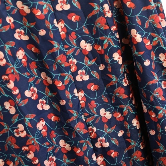 Hi There Karen Walker Anthropologie Cherry wrap dress navy 6 fruit print berry M - Picture 8 of 11